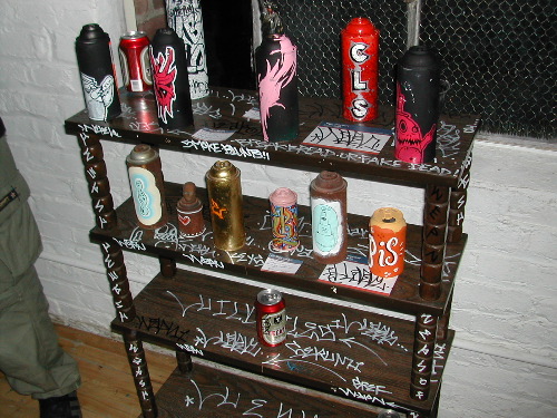 Painted paint cans.