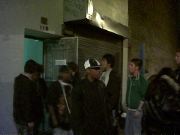 People exiting the show, while we enter.